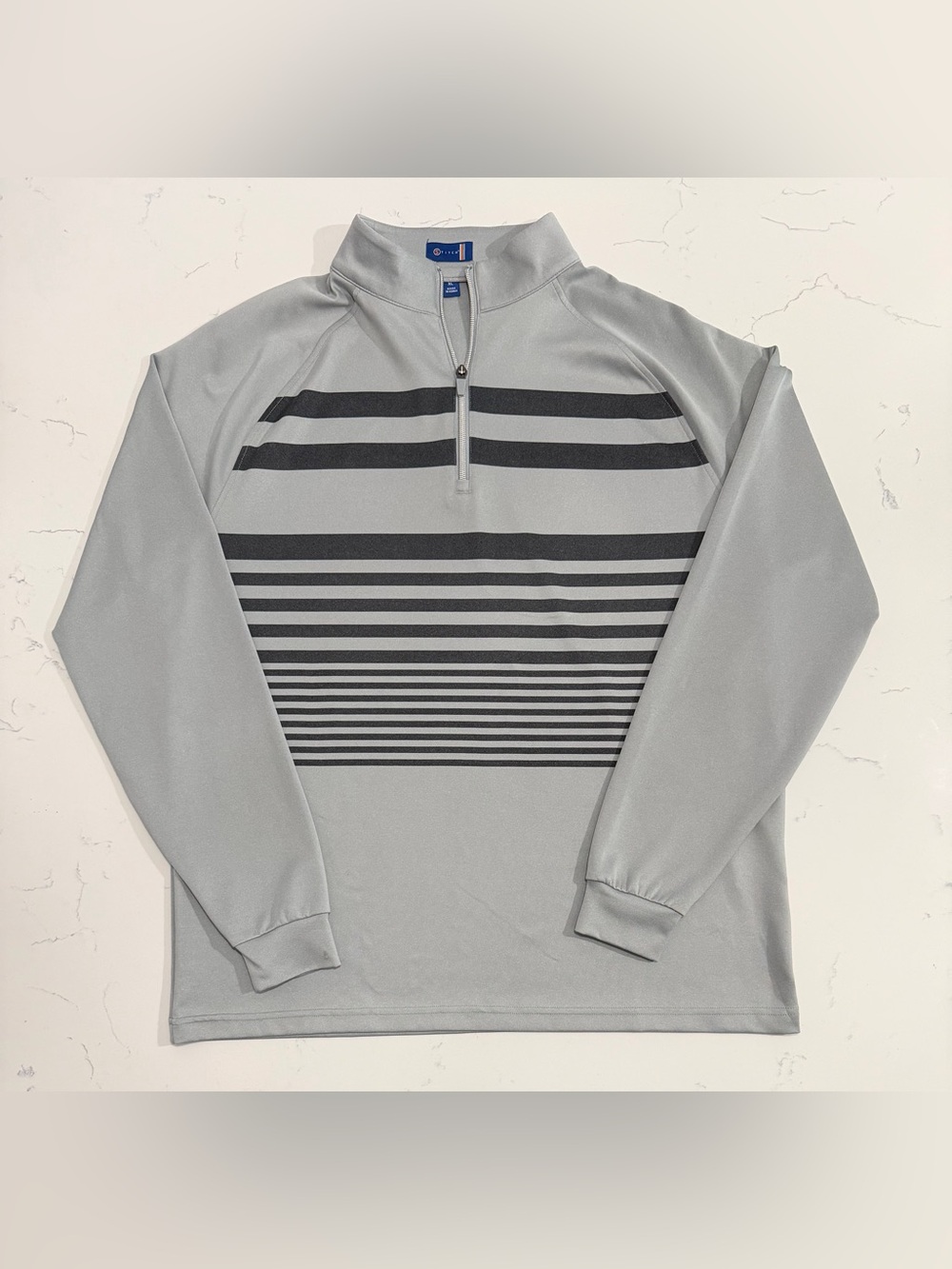 Stitch Golf Quarter Zip Pullover Men’s XL Gray Black Stripe Performance
